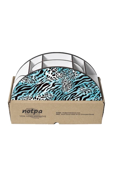 kutuTR Ahşap Vip Dalgalar Gökkuşağı Cetvelli Masaüstü Kalemlik Organizer Montajlı Kutulu - Resim 5