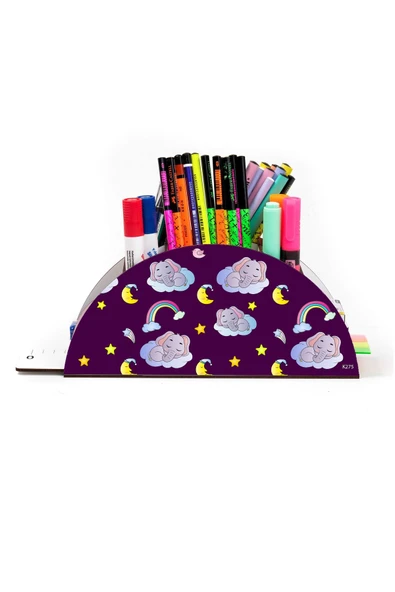 kutuTR Ahşap Vip Mini Animals Gökkuşağı Cetvelli Masaüstü Kalemlik Organizer Montajlı Kutulu - 2