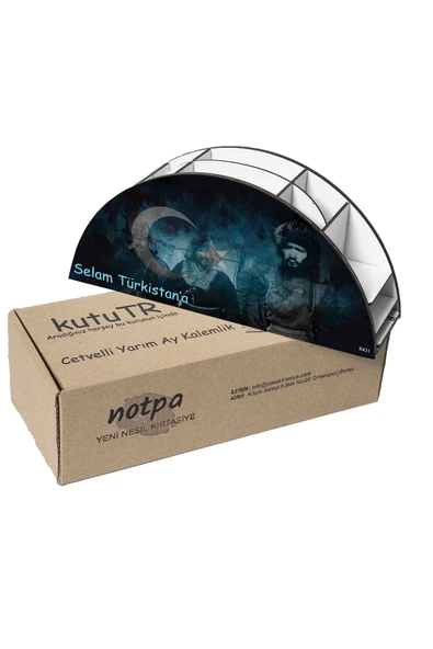 kutuTR Ahşap Vip Bayrak Gökkuşağı Cetvelli Masaüstü Kalemlik - Resim 6