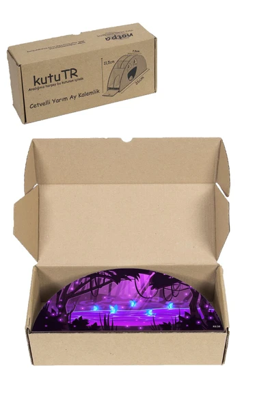 kutuTR Ahşap Vip Fantastik Gökkuşağı Cetvelli Masaüstü Kalemlik Organizer Montajlı Kutulu - 8