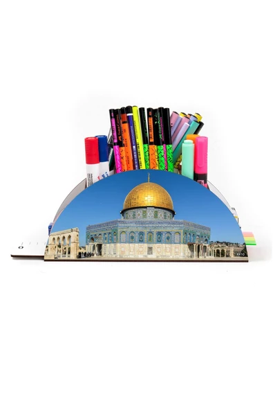 kutuTR Ahşap Vip Islamiyet Gökkuşağı Cetvelli Masaüstü Kalemlik Organizer Montajlı Kutulu - Resim 2