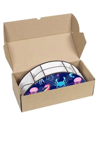 kutuTR Ahşap Vip Deniz Serisi Model Gökkuşağı Cetvelli Masaüstü Kalemlik Organizer Montajlı Kutulu - Resim 7