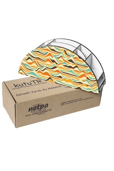 kutuTR Ahşap Vip Pattern Seri Gökkuşağı Cetvelli Masaüstü Kalemlik Organizer Montajlı Kutulu - Resim 6