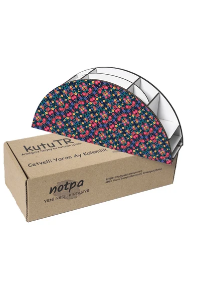 kutuTR Ahşap Vip Flowers Seri Gökkuşağı Cetvelli Masaüstü Kalemlik Organizer Montajlı Kutulu - 6