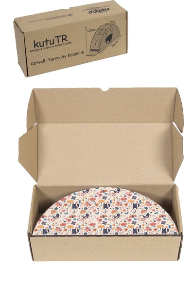 kutuTR Ahşap Vip Pati Serisi Gökkuşağı Cetvelli Masaüstü Kalemlik Organizer Montajlı Kutulu - Resim 8