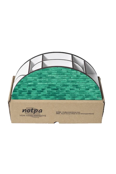 kutuTR Ahşap Vip Pattern Seri Gökkuşağı Cetvelli Masaüstü Kalemlik Organizer Montajlı Kutulu - Resim 5