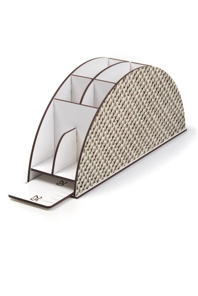 kutuTR Ahşap Vip Karışık Gökkuşağı Cetvelli Masaüstü Kalemlik Organizer Montajlı Kutulu - Resim 3