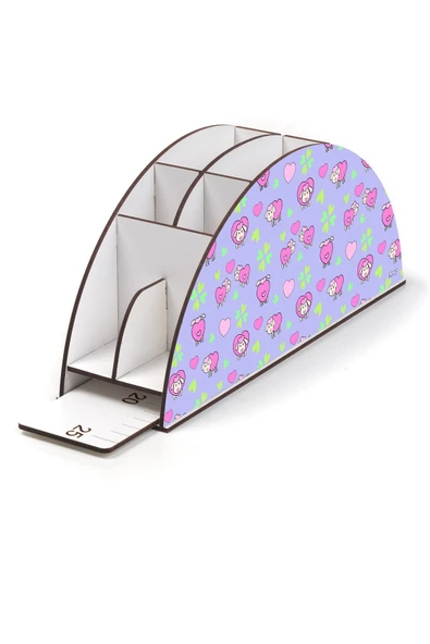 kutuTR Ahşap Vip Mini Animals Gökkuşağı Cetvelli Masaüstü Kalemlik Organizer Montajlı Kutulu - 3