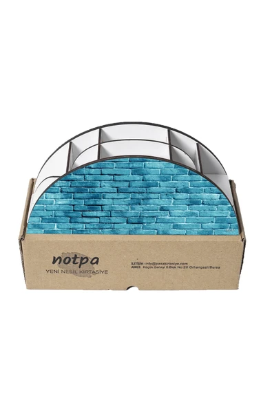 kutuTR Ahşap Vip Pattern Seri Gökkuşağı Cetvelli Masaüstü Kalemlik Organizer Montajlı Kutulu - Resim 5