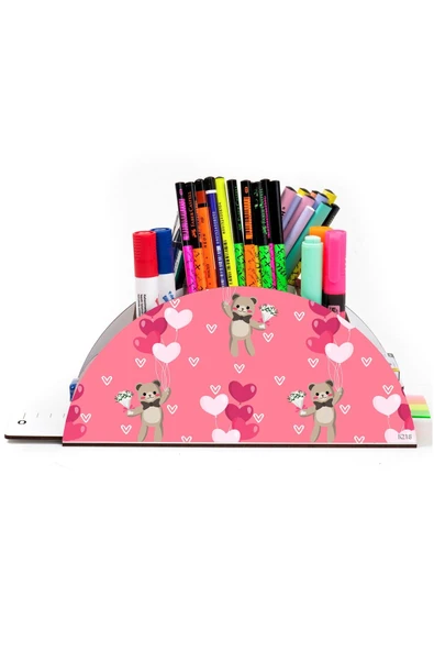 kutuTR Ahşap Vip Mini Animals Gökkuşağı Cetvelli Masaüstü Kalemlik Organizer Montajlı Kutulu - 2