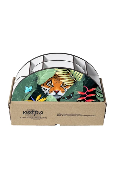 kutuTR Ahşap Vip Animals2 Model Gökkuşağı Cetvelli Masaüstü Organizer Montajlı Kutulu - Resim 5