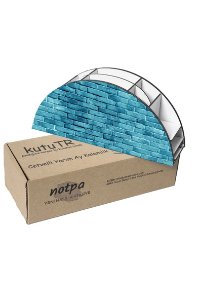 kutuTR Ahşap Vip Pattern Seri Gökkuşağı Cetvelli Masaüstü Kalemlik Organizer Montajlı Kutulu - Resim 6