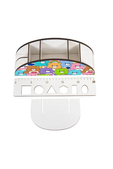 kutuTR Ahşap Vip Mini Animals Gökkuşağı Cetvelli Masaüstü Kalemlik Organizer Montajlı Kutulu - 4