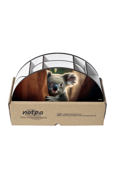 kutuTR Ahşap Vip Renkli Hayvanlar Gökkuşağı Cetvelli Masaüstü Kalemlik Organizer Montajlı Kutulu - Resim 5