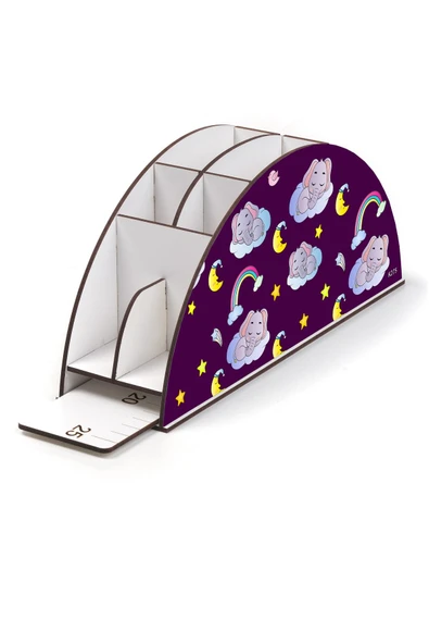 kutuTR Ahşap Vip Mini Animals Gökkuşağı Cetvelli Masaüstü Kalemlik Organizer Montajlı Kutulu - 3