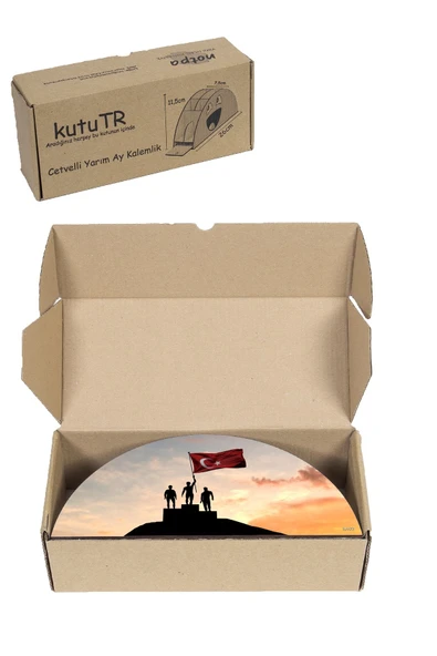 kutuTR Ahşap  Bayrak Gökkuşağı Cetvelli Masaüstü Kalemlik Organizer Montajlı Kutulu - Resim 8