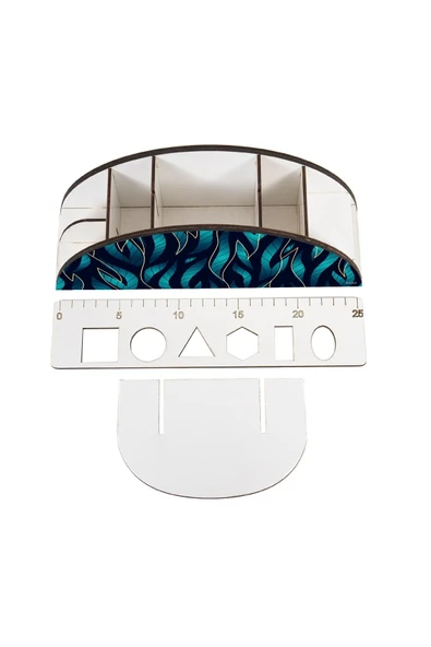 kutuTR Ahşap Vip Rengarenk Modeller Gökkuşağı Cetvelli Masaüstü Kalemlik Organizer Montajlı Kutulu - Resim 4