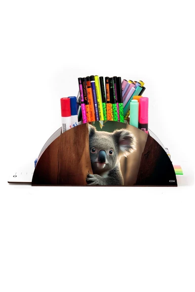 kutuTR Ahşap Vip Renkli Hayvanlar Gökkuşağı Cetvelli Masaüstü Kalemlik Organizer Montajlı Kutulu - Resim 2