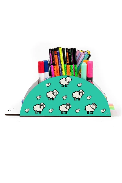 kutuTR Ahşap Vip Mini Animals Gökkuşağı Cetvelli Masaüstü Kalemlik Organizer Montajlı Kutulu - 2