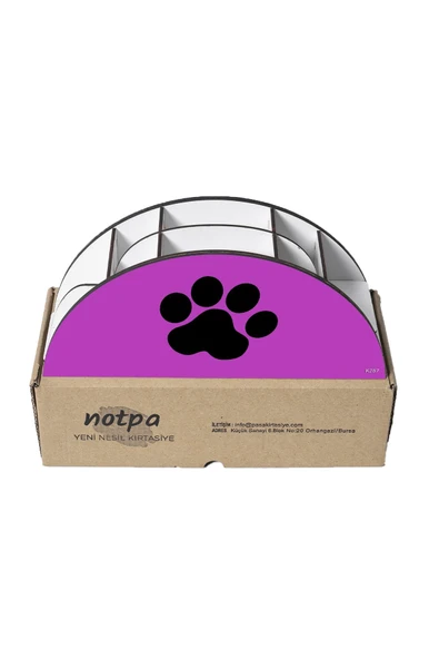 kutuTR Ahşap Vip Pati Serisi Gökkuşağı Cetvelli Masaüstü Kalemlik Organizer Montajlı Kutulu - Resim 5