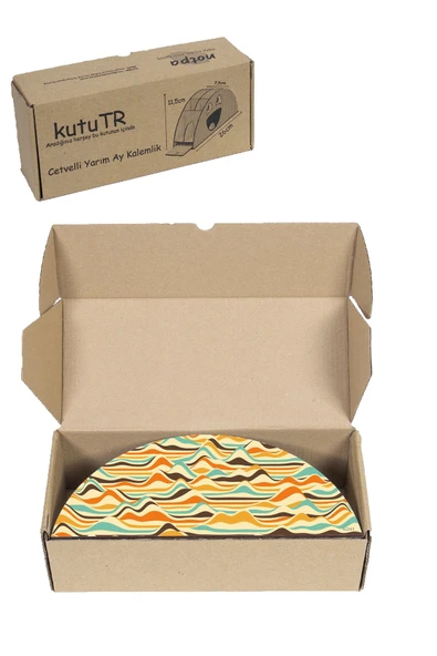 kutuTR Ahşap Vip Pattern Seri Gökkuşağı Cetvelli Masaüstü Kalemlik Organizer Montajlı Kutulu - Resim 8