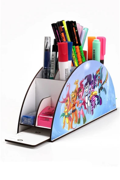 kutuTR Ahşap Vip Anime Serisi Gökkuşağı Cetvelli Masaüstü Kalemlik Çocuklar Için Organizer Montajlı Kutulu ürün görseli 1