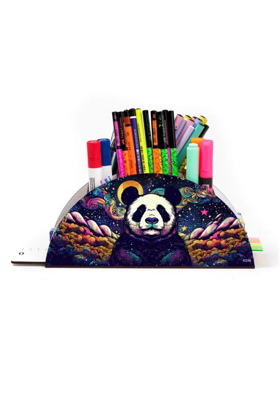 kutuTR Ahşap Vip Renkli Hayvanlar Gökkuşağı Cetvelli Masaüstü Kalemlik Organizer Montajlı Kutulu - Resim 2