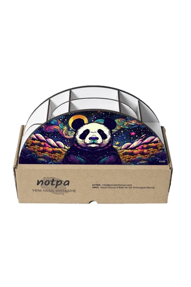 kutuTR Ahşap Vip Renkli Hayvanlar Gökkuşağı Cetvelli Masaüstü Kalemlik Organizer Montajlı Kutulu - Resim 5