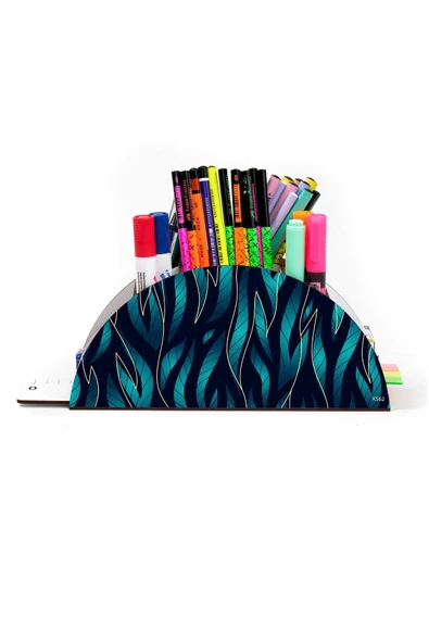 kutuTR Ahşap Vip Rengarenk Modeller Gökkuşağı Cetvelli Masaüstü Kalemlik Organizer Montajlı Kutulu - Resim 2