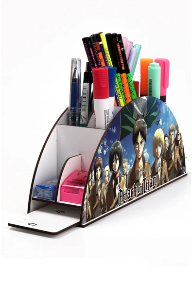 kutuTR Ahşap Vip Anime Serisi Gökkuşağı Cetvelli Masaüstü Kalemlik Çocuklar Için Organizer Montajlı Kutulu ürün görseli 1