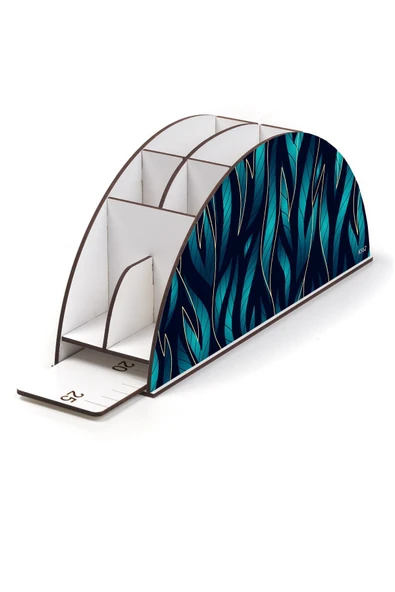 kutuTR Ahşap Vip Rengarenk Modeller Gökkuşağı Cetvelli Masaüstü Kalemlik Organizer Montajlı Kutulu - Resim 3