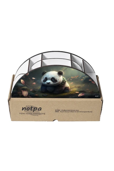 kutuTR Ahşap Vip Renkli Hayvanlar Gökkuşağı Cetvelli Masaüstü Kalemlik Organizer Montajlı Kutulu - Resim 5