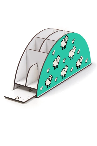 kutuTR Ahşap Vip Mini Animals Gökkuşağı Cetvelli Masaüstü Kalemlik Organizer Montajlı Kutulu - 3