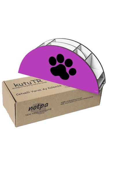 kutuTR Ahşap Vip Pati Serisi Gökkuşağı Cetvelli Masaüstü Kalemlik Organizer Montajlı Kutulu - Resim 6