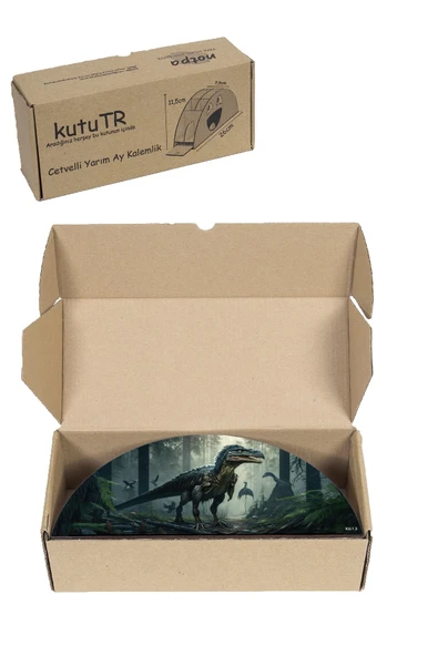 kutuTR Ahşap Vip Ejderha Ve Dinazor Serisi Gökkuşağı Cetvelli Masaüstü Kalemlik Organizer Montajlı Kutulu - Resim 8