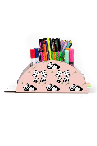 kutuTR Ahşap Vip Mini Animals Gökkuşağı Cetvelli Masaüstü Kalemlik Organizer Montajlı Kutulu - 2