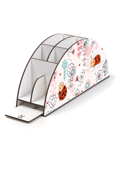 kutuTR Ahşap Vip Mini Animals Gökkuşağı Cetvelli Masaüstü Kalemlik Organizer Montajlı Kutulu - 2