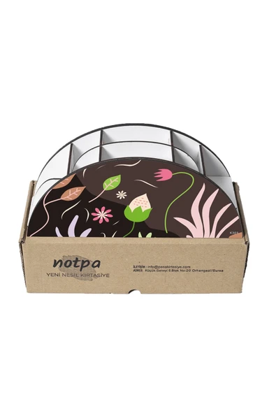 kutuTR Ahşap Vip Flowers Seri Gökkuşağı Cetvelli Masaüstü Kalemlik Organizer Montajlı Kutulu - 5