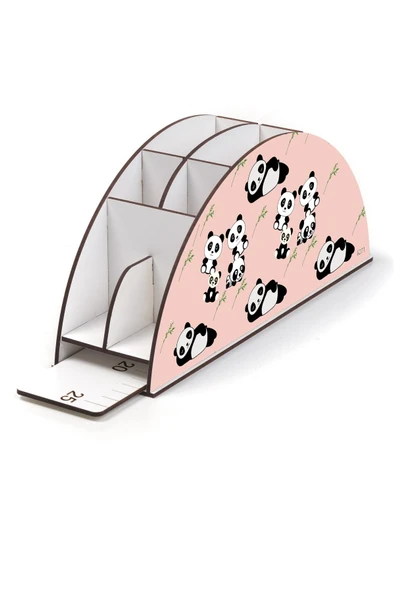 kutuTR Ahşap Vip Mini Animals Gökkuşağı Cetvelli Masaüstü Kalemlik Organizer Montajlı Kutulu - 3