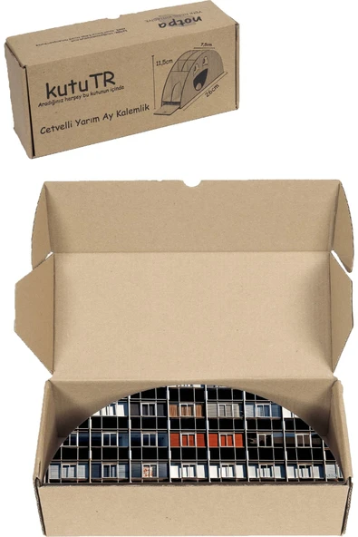 kutuTR Ahşap Vip Dalgalar Gökkuşağı Cetvelli Masaüstü Kalemlik Organizer Montajlı Kutulu - Resim 8