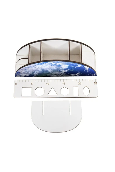 Notpa Ahşap Vip Dünya Gökkuşağı Cetvelli Masaüstü Kalemlik Organizer Vip141 - Resim 5