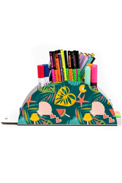 Notpa Ahşap Vip Meyve Desenli Gökkuşağı Cetvelli Masaüstü Kalemlik Organizer Vip148 - Resim 2