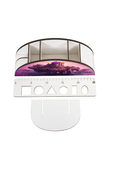 Notpa Ahşap Vip Uçan Ada Gökkuşağı Cetvelli Masaüstü Kalemlik Organizer Vip152 - Resim 5