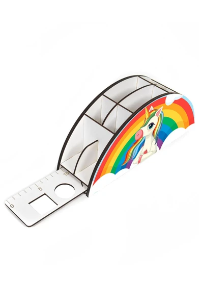 Notpa Ahşap Vip Düşünen Unicorn Gökkuşağı Cetvelli Masaüstü Kalemlik Çocuklar Için Organizer Vip105 - Resim 6