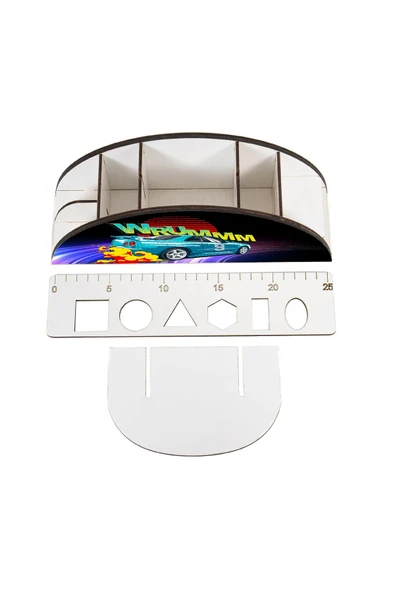 Notpa Ahşap Vip Wrummm Gökkuşağı Cetvelli Masaüstü Kalemlik Çocuklar Için Organizer Vip119 - Resim 4