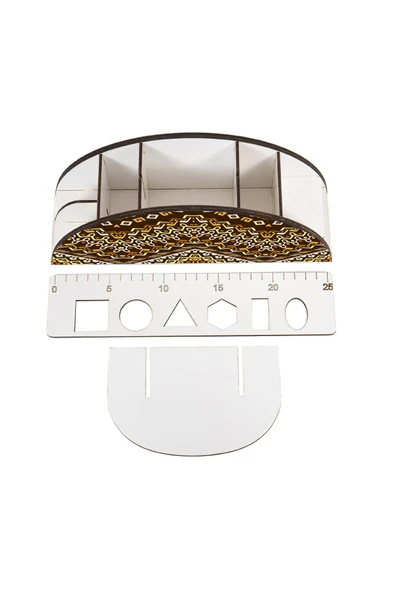 Notpa Ahşap Vip Etnik 1 Gökkuşağı Cetvelli Masaüstü Kalemlik Organizer Vip158 - Resim 4