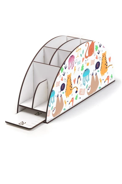 Notpa Ahşap Vip Hayvan Love Gökkuşağı Cetvelli Masaüstü Kalemlik Çocuklar Için Organizer Vip171 - Resim 2