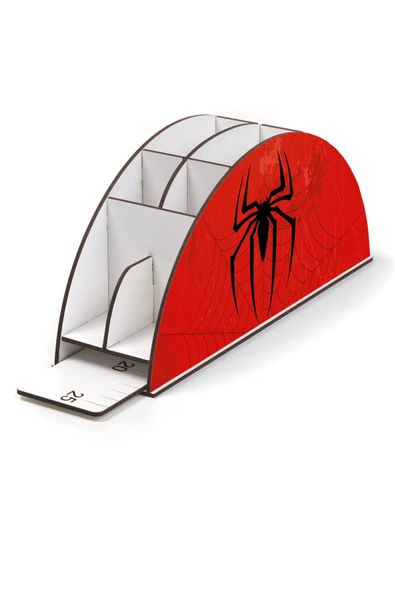 Notpa Ahşap Vip Spider Man Gökkuşağı Cetvelli Masaüstü Kalemlik Çocuklar Için Organizer Vip24 - Resim 3