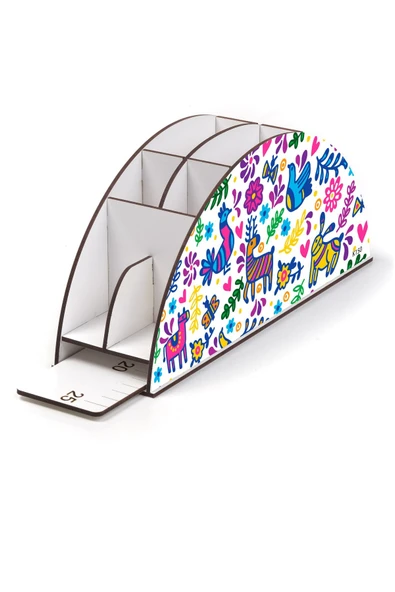 Notpa Ahşap Vip Renkli Hayvanlar Gökkuşağı Cetvelli Masaüstü Kalemlik Organizer Vip150 - Resim 3