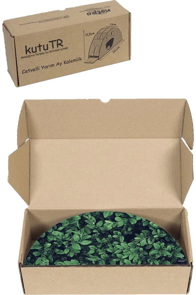 kutuTR Ahşap Vip Yaprak Serisi Gökkuşağı Cetvelli Masaüstü Kalemlik Organizer Montajlı Kutulu - Resim 8